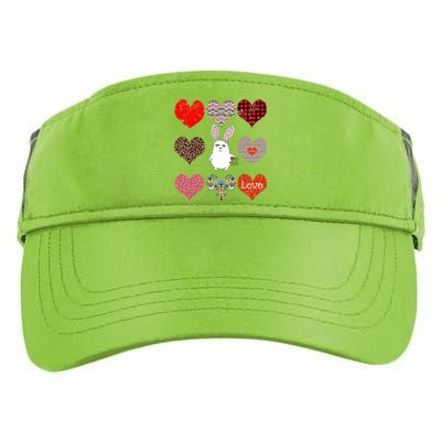 Cute Rabbit Funny Retro Floral Hearts Pattern Valentines Day Gift Adult Drive Performance Visor