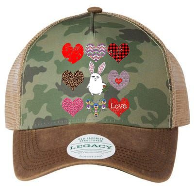 Cute Rabbit Funny Retro Floral Hearts Pattern Valentines Day Gift Legacy Tie Dye Trucker Hat