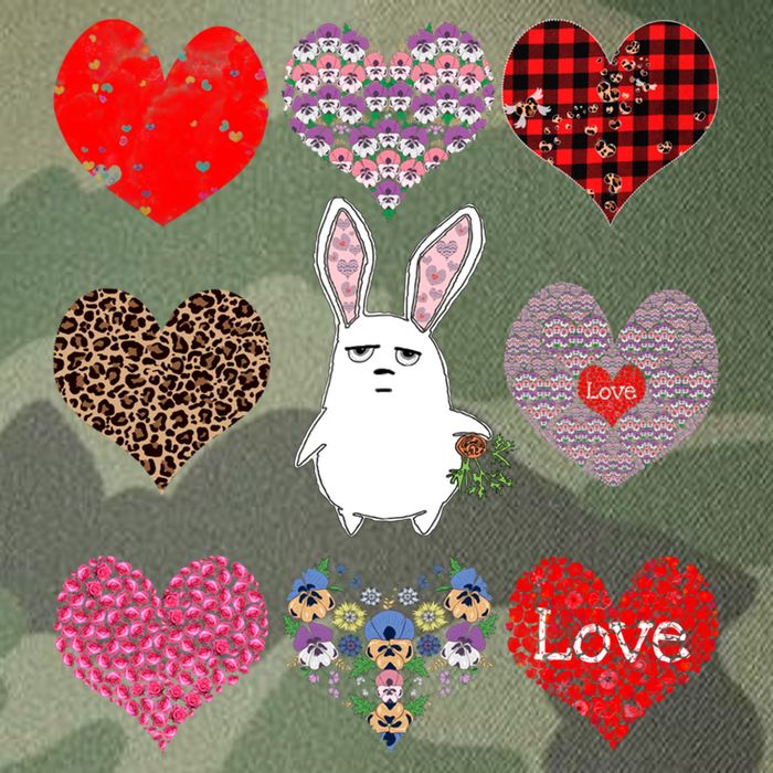 Cute Rabbit Funny Retro Floral Hearts Pattern Valentines Day Gift Legacy Tie Dye Trucker Hat