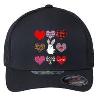Cute Rabbit Funny Retro Floral Hearts Pattern Valentines Day Gift Flexfit Unipanel Trucker Cap