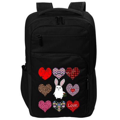 Cute Rabbit Funny Retro Floral Hearts Pattern Valentines Day Gift Impact Tech Backpack