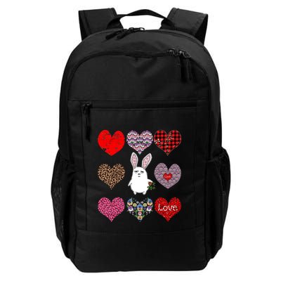 Cute Rabbit Funny Retro Floral Hearts Pattern Valentines Day Gift Backpack