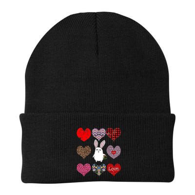 Cute Rabbit Funny Retro Floral Hearts Pattern Valentines Day Gift Beanie