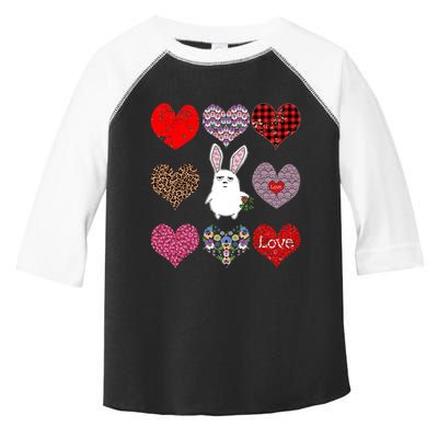 Cute Rabbit Funny Retro Floral Hearts Pattern Valentines Day Gift Toddler Fine Jersey T-Shirt