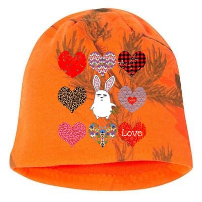 Cute Rabbit Funny Retro Floral Hearts Pattern Valentines Day Gift Kati - Camo Knit Beanie