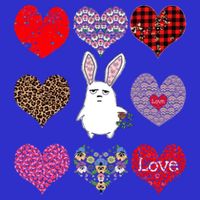 Cute Rabbit Funny Retro Floral Hearts Pattern Valentines Day Gift Sustainable Beanie