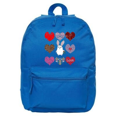 Cute Rabbit Funny Retro Floral Hearts Pattern Valentines Day Gift 16 in Basic Backpack