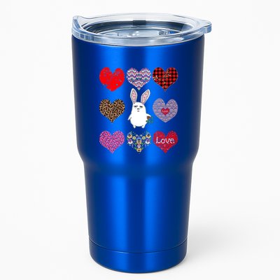 Cute Rabbit Funny Retro Floral Hearts Pattern Valentines Day Gift Tumbler