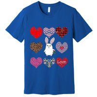 Cute Rabbit Funny Retro Floral Hearts Pattern Valentines Day Gift Premium T-Shirt