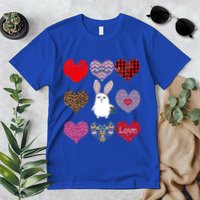 Cute Rabbit Funny Retro Floral Hearts Pattern Valentines Day Gift Premium T-Shirt