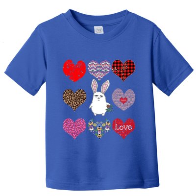 Cute Rabbit Funny Retro Floral Hearts Pattern Valentines Day Gift Toddler T-Shirt