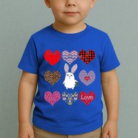 Cute Rabbit Funny Retro Floral Hearts Pattern Valentines Day Gift Toddler T-Shirt
