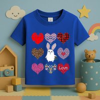 Cute Rabbit Funny Retro Floral Hearts Pattern Valentines Day Gift Toddler T-Shirt