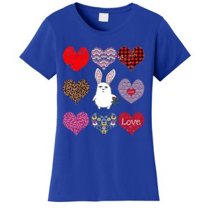 Cute Rabbit Funny Retro Floral Hearts Pattern Valentines Day Gift Women's T-Shirt