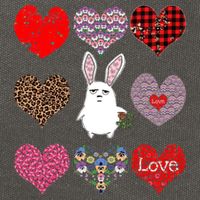 Cute Rabbit Funny Retro Floral Hearts Pattern Valentines Day Gift Cotton Canvas Backpack