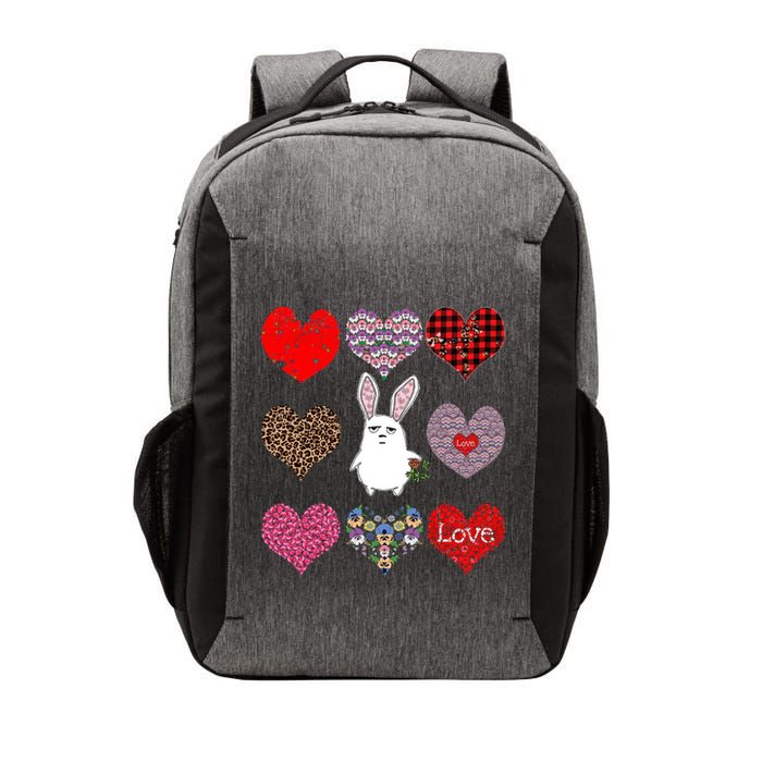 Cute Rabbit Funny Retro Floral Hearts Pattern Valentines Day Gift Vector Backpack