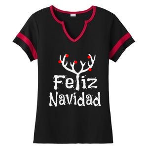 Christmas Reindeer Feliz Navidad Ladies Halftime Notch Neck Tee