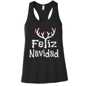 Christmas Reindeer Feliz Navidad Women's Racerback Tank