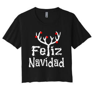 Christmas Reindeer Feliz Navidad Women's Crop Top Tee