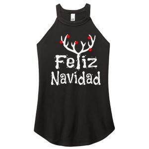 Christmas Reindeer Feliz Navidad Women's Perfect Tri Rocker Tank