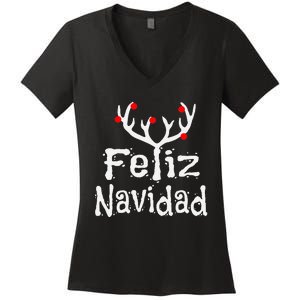 Christmas Reindeer Feliz Navidad Women's V-Neck T-Shirt