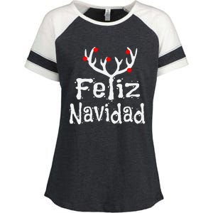 Christmas Reindeer Feliz Navidad Enza Ladies Jersey Colorblock Tee