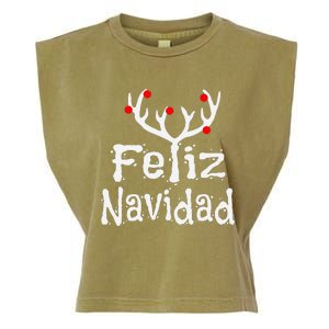 Christmas Reindeer Feliz Navidad Garment-Dyed Women's Muscle Tee