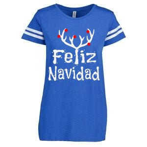 Christmas Reindeer Feliz Navidad Enza Ladies Jersey Football T-Shirt