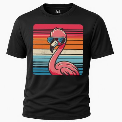 Cool Retro Flamingo In Sunglasses 70s 80s 90s Funny Flamingo Performance Shirt