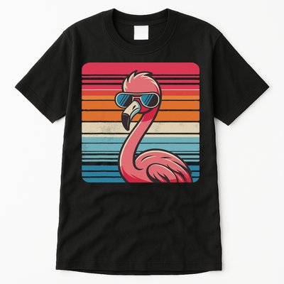 Cool Retro Flamingo In Sunglasses 70s 80s 90s Funny Flamingo Tall T-Shirt