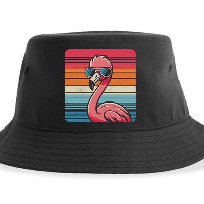 Cool Retro Flamingo In Sunglasses 70s 80s 90s Funny Flamingo Sustainable Bucket Hat