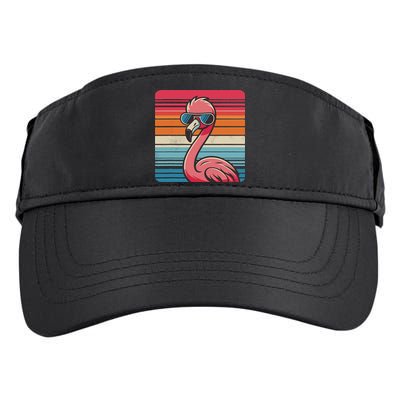 Cool Retro Flamingo In Sunglasses 70s 80s 90s Funny Flamingo Adult Drive Performance Visor