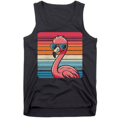 Cool Retro Flamingo In Sunglasses 70s 80s 90s Funny Flamingo Tank Top