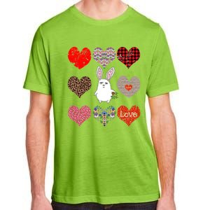 Cute Rabbit Funny Retro Floral Hearts Pattern Valentines Day Gift Adult ChromaSoft Performance T-Shirt