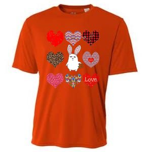 Cute Rabbit Funny Retro Floral Hearts Pattern Valentines Day Gift Cooling Performance Crew T-Shirt