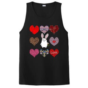 Cute Rabbit Funny Retro Floral Hearts Pattern Valentines Day Gift PosiCharge Competitor Tank