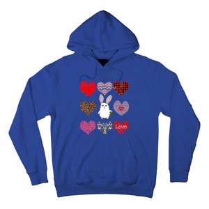 Cute Rabbit Funny Retro Floral Hearts Pattern Valentines Day Gift Hoodie