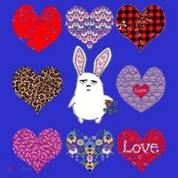 Cute Rabbit Funny Retro Floral Hearts Pattern Valentines Day Gift T-Shirt