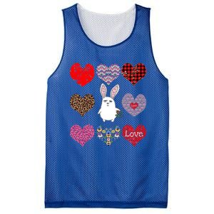 Cute Rabbit Funny Retro Floral Hearts Pattern Valentines Day Gift Mesh Reversible Basketball Jersey Tank