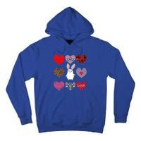 Cute Rabbit Funny Retro Floral Hearts Pattern Valentines Day Gift Tall Hoodie