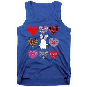 Cute Rabbit Funny Retro Floral Hearts Pattern Valentines Day Gift Tank Top