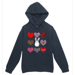 Cute Rabbit Funny Retro Floral Hearts Pattern Valentines Day Gift Urban Pullover Hoodie