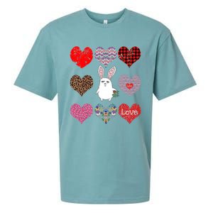 Cute Rabbit Funny Retro Floral Hearts Pattern Valentines Day Gift Sueded Cloud Jersey T-Shirt