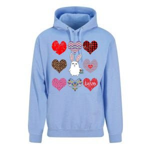 Cute Rabbit Funny Retro Floral Hearts Pattern Valentines Day Gift Unisex Surf Hoodie