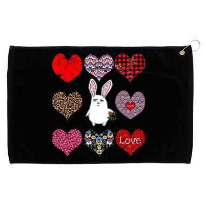 Cute Rabbit Funny Retro Floral Hearts Pattern Valentines Day Gift Grommeted Golf Towel