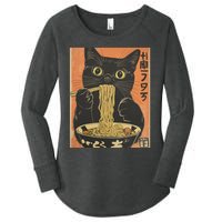 Cat Ramen Funny Graphic S Japanese Kawaii Cat Anime Women's Perfect Tri Tunic Long Sleeve Shirt