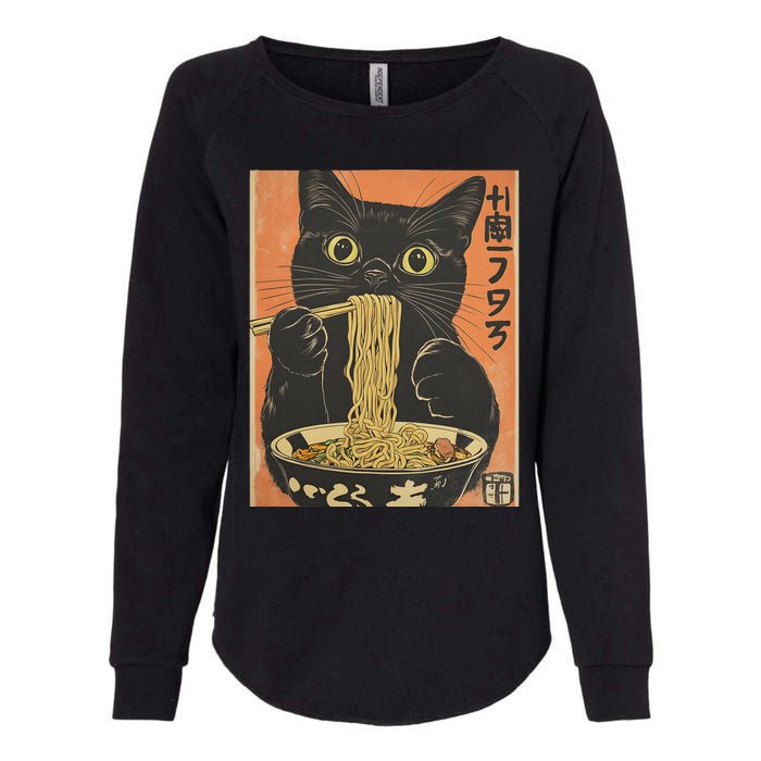 Cat Ramen Funny Graphic S Japanese Kawaii Cat Anime Womens California Wash Sweatshirt