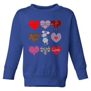 Cute Rat Funny Retro Floral Hearts Pattern Valentines Day Meaningful Gift Toddler Sweatshirt