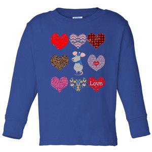 Cute Rat Funny Retro Floral Hearts Pattern Valentines Day Meaningful Gift Toddler Long Sleeve Shirt