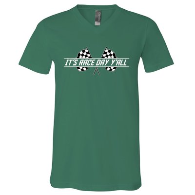 Car Racing Flag Finish Line Checkered Automobile Sport Racer V-Neck T-Shirt